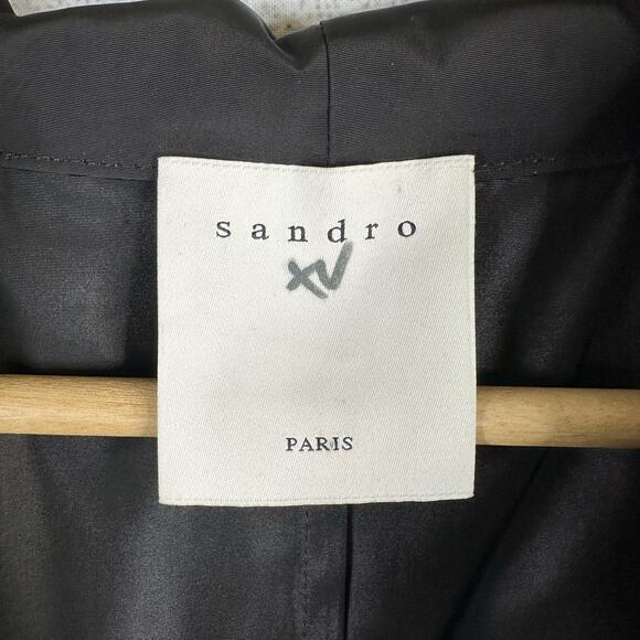 Sandro Paris Size 36 Small World Lovers Black Shell Mario Jacket Black - Picture 10 of 12